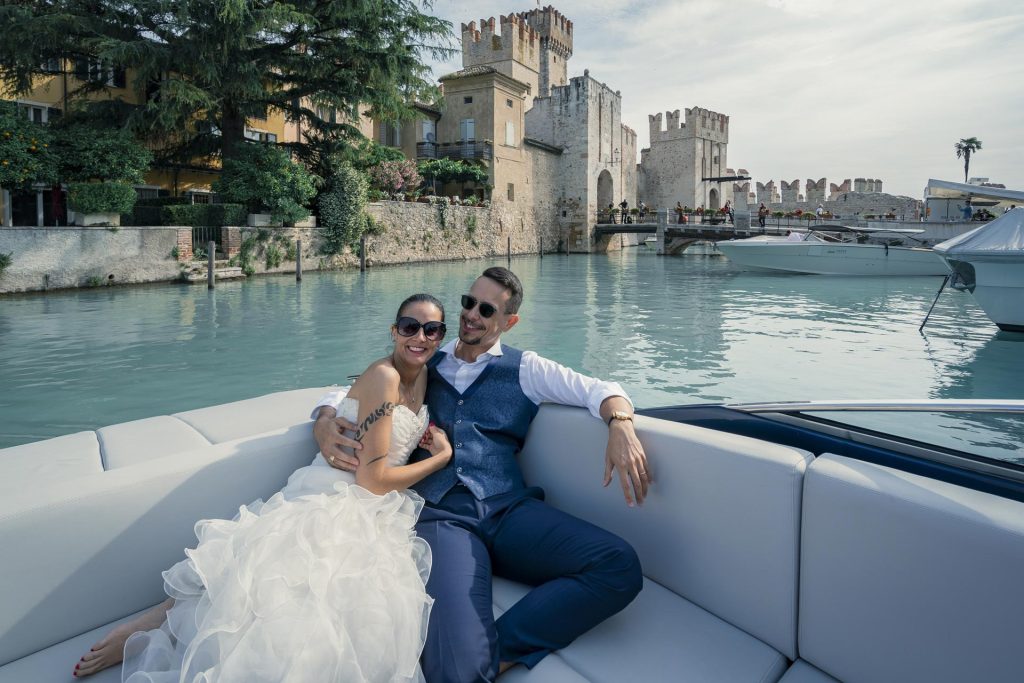 romantic Lake Garda elopement by boat